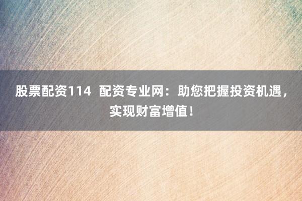 股票配资114  配资专业网：助您把握投资机遇，实现财富增值！